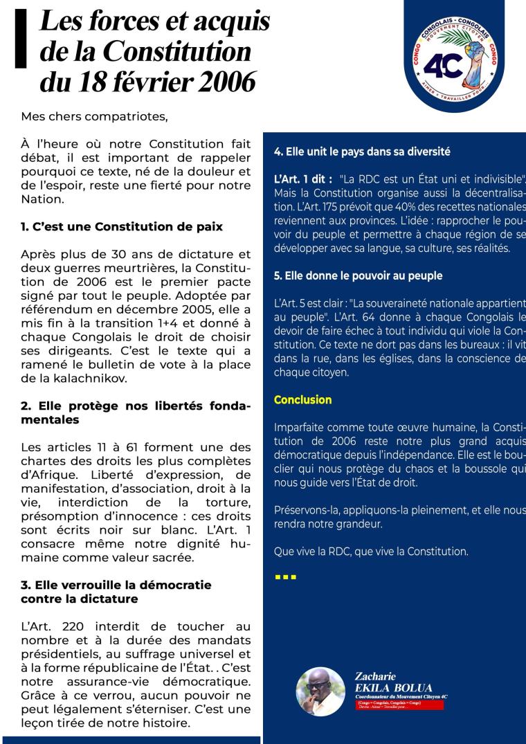 Les forces et acquis de la Constitution du 18 février 2006